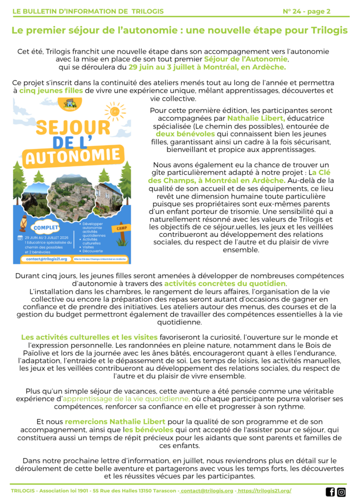 TRILOGIS La Lettre n°24 juin 2026